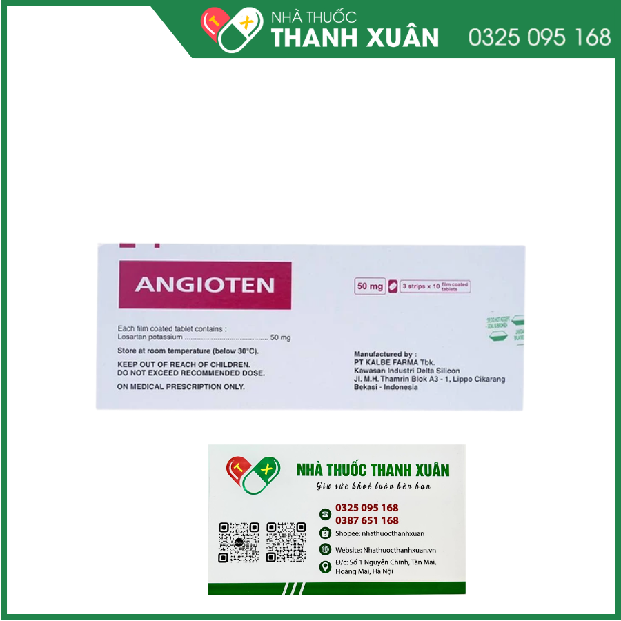 Angioten 50 mg điều trị tăng huyết áp
